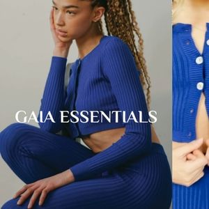 Gaia 437 Goop cobalt blue ribbed knit cardi legging SET s